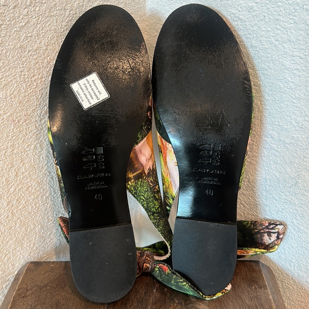 CARVEN Printed Satin Slingback Flats Size EUR 40 US 9 - Picture 10 of 12